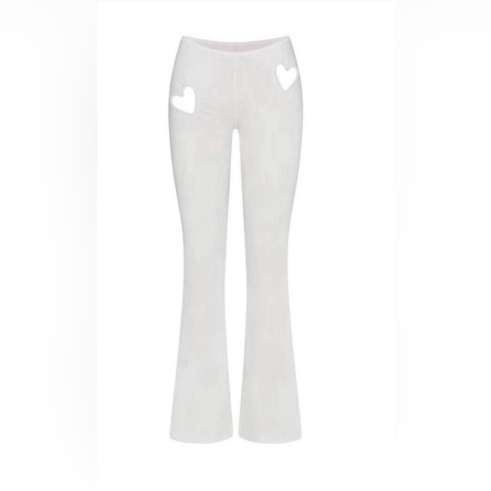 Skims Valentine’s Day 2025 Heart Cut-Out White Flared Pants